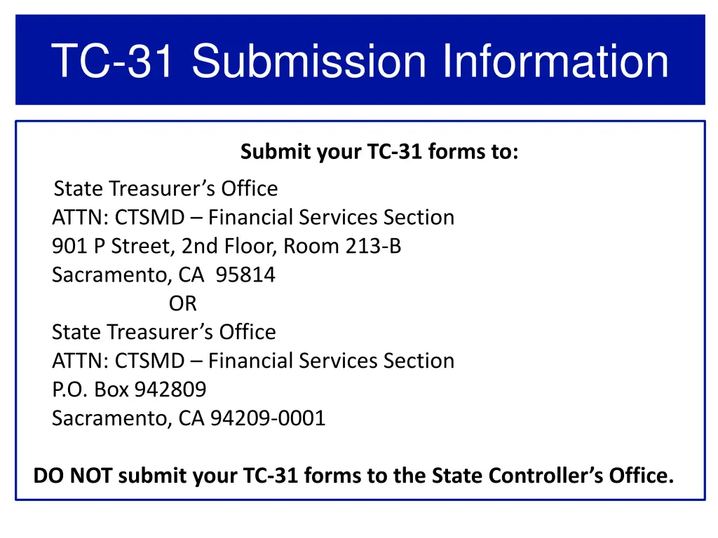 tc 31 submission information