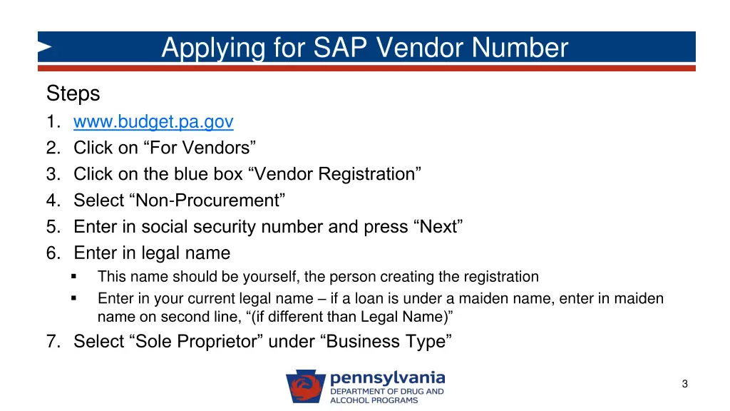 applying for sap vendor number