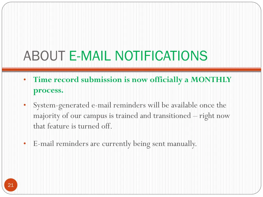 about e mail notifications