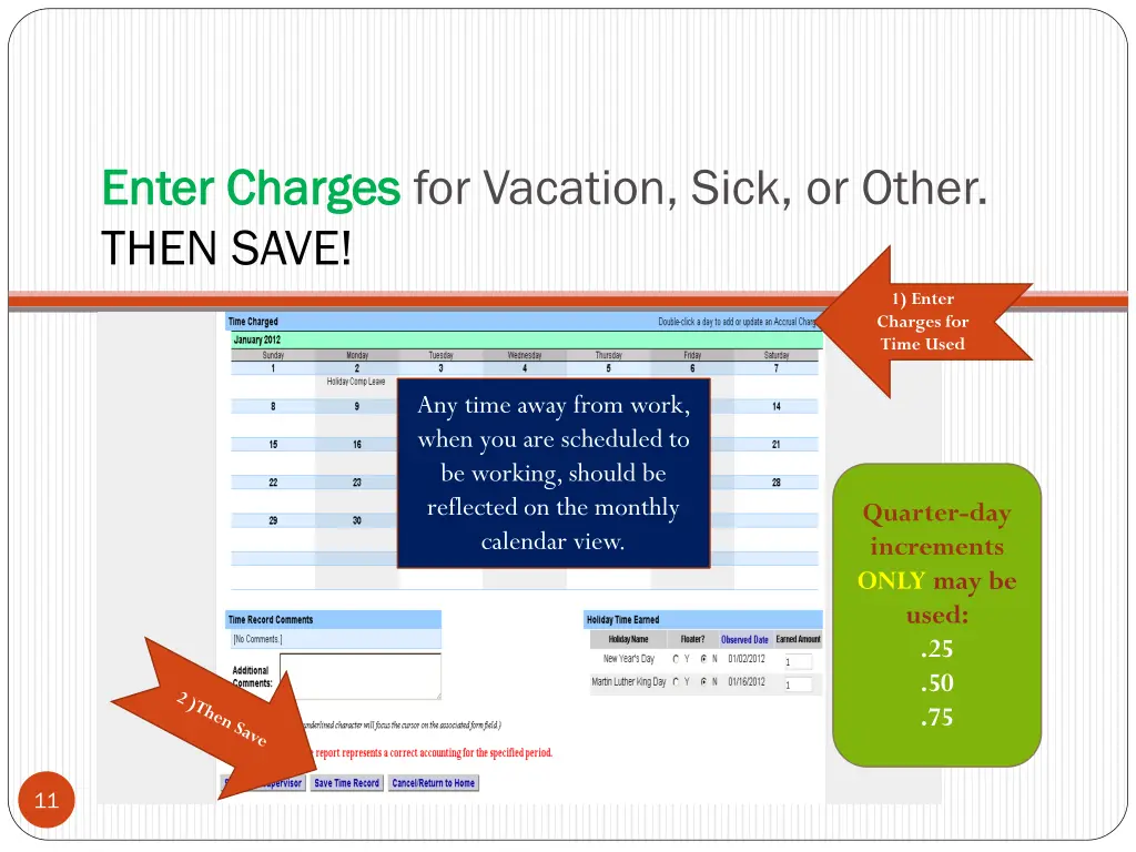 enter charges enter charges for vacation sick