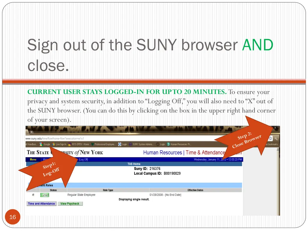 sign out of the suny browser and close