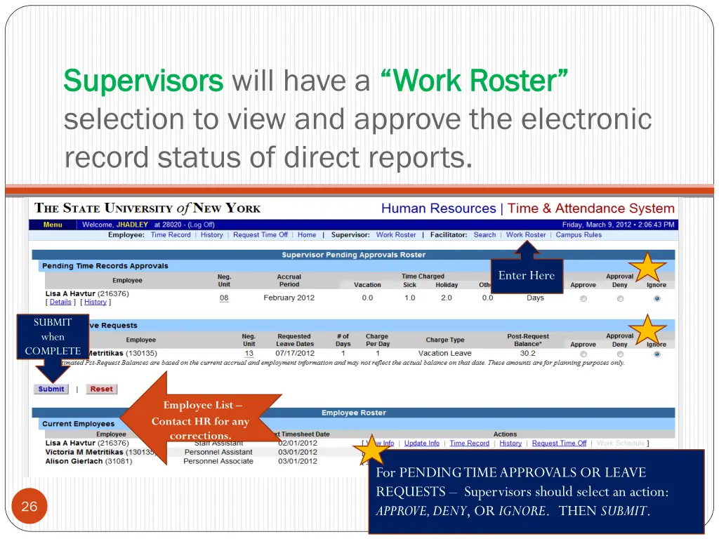 supervisors supervisors will have a work roster