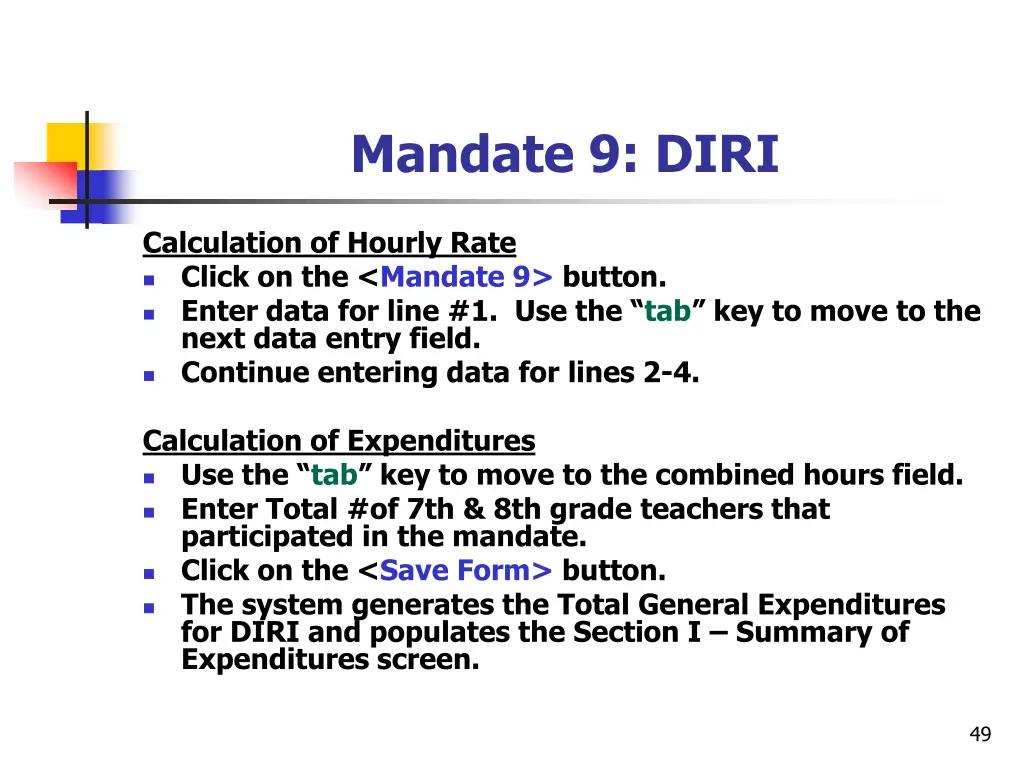 mandate 9 diri