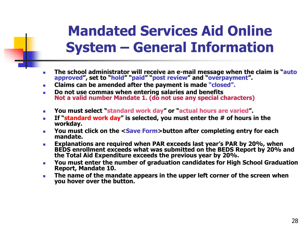 mandated services aid online system general 1