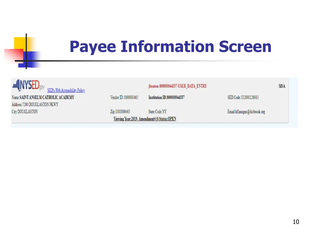 payee information screen 1