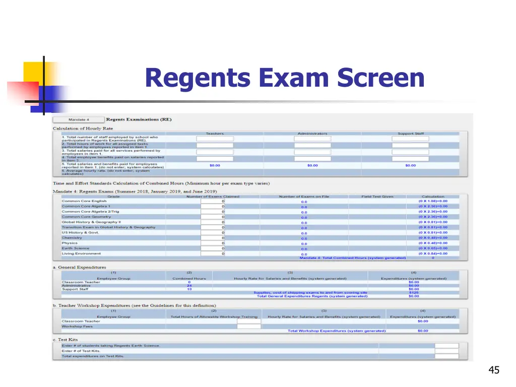 regents exam screen