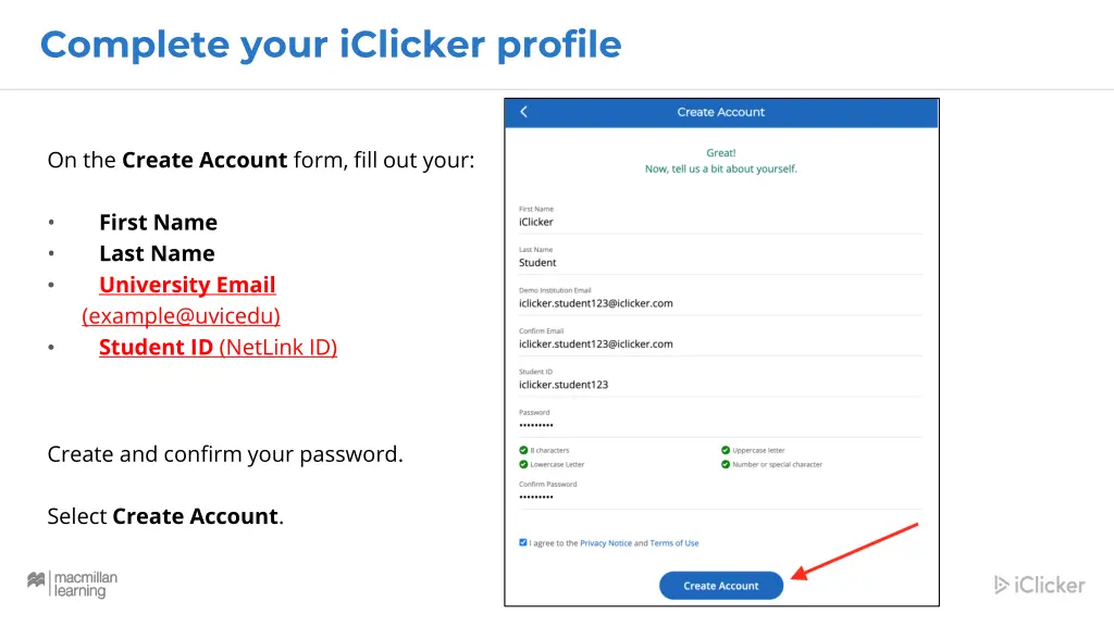 complete your iclicker profile