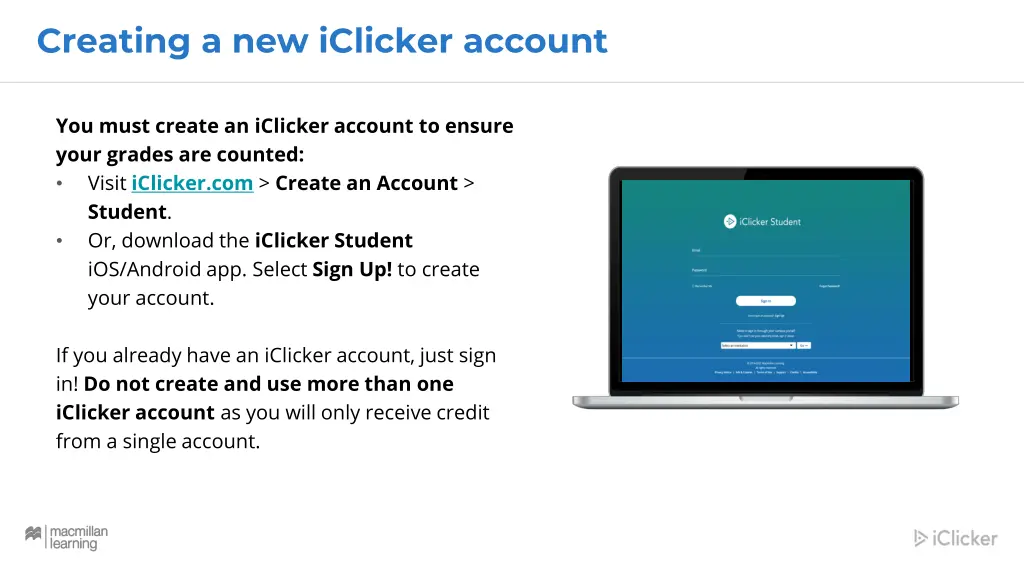 creating a new iclicker account