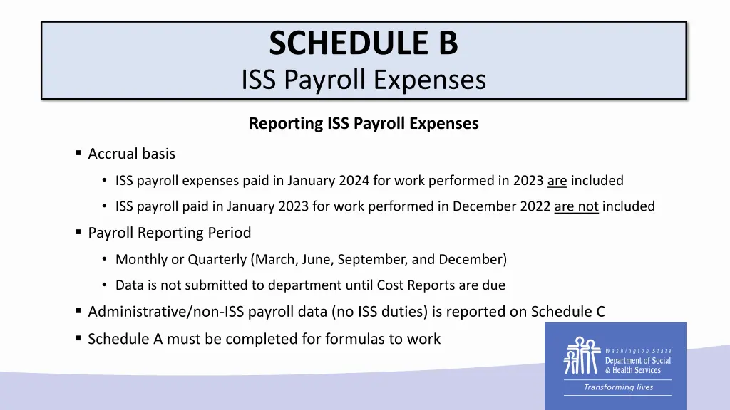 schedule b iss payroll expenses 2