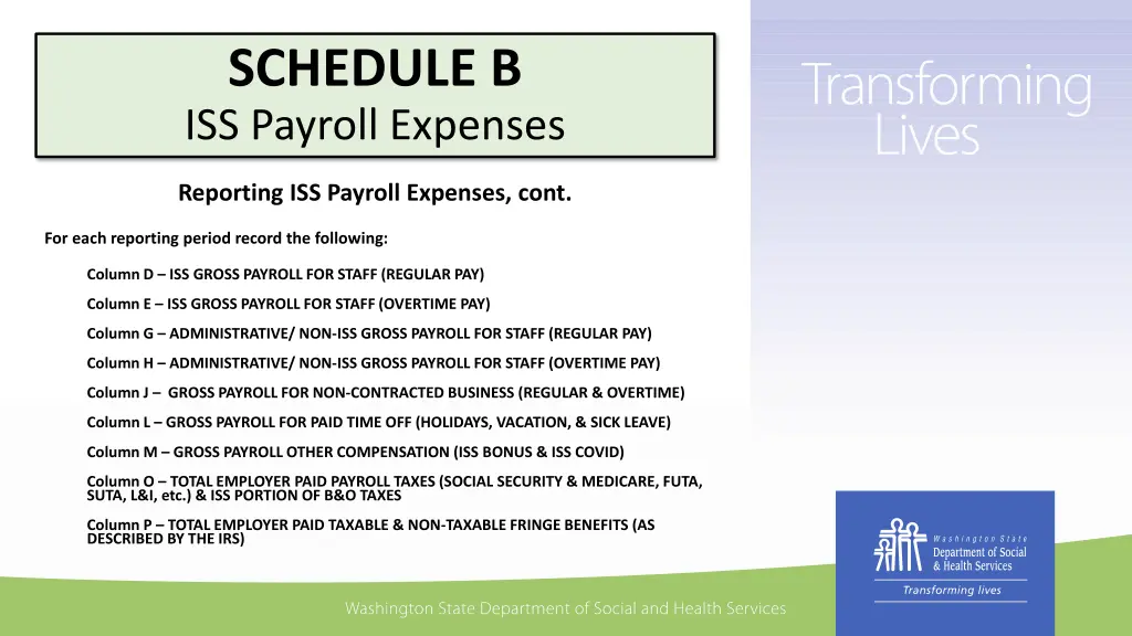 schedule b iss payroll expenses 5