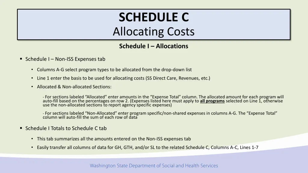 schedule c allocating costs