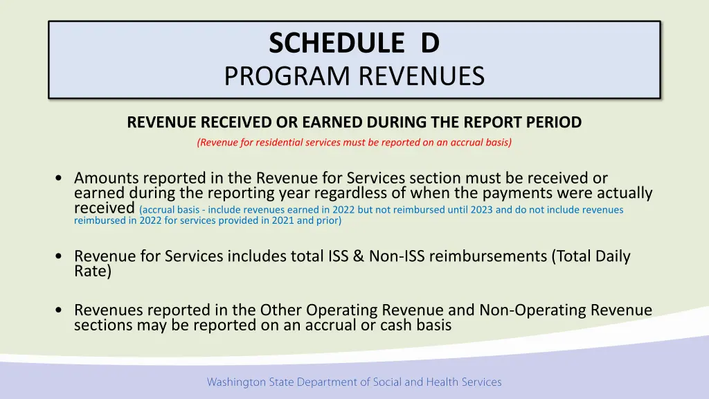 schedule d program revenues