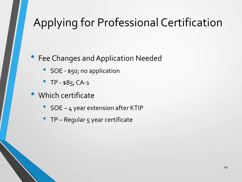 applying for professional certification