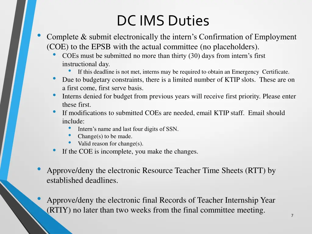 dc ims duties