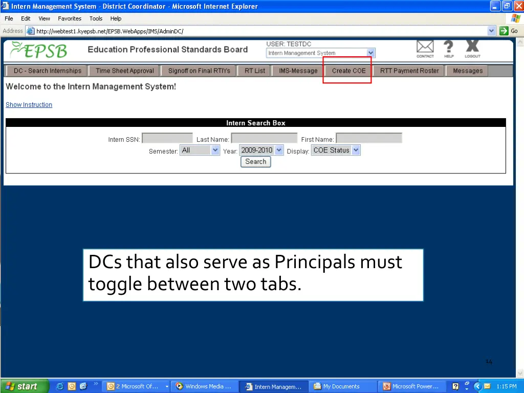 dcs that also serve as principals must toggle