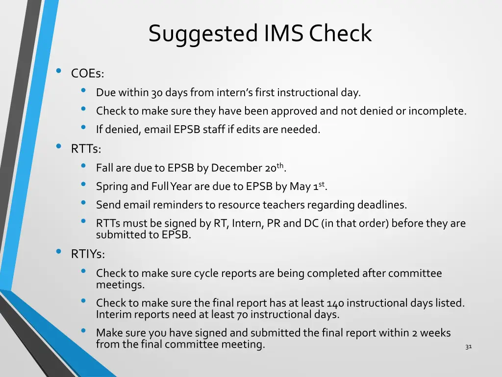 suggested ims check