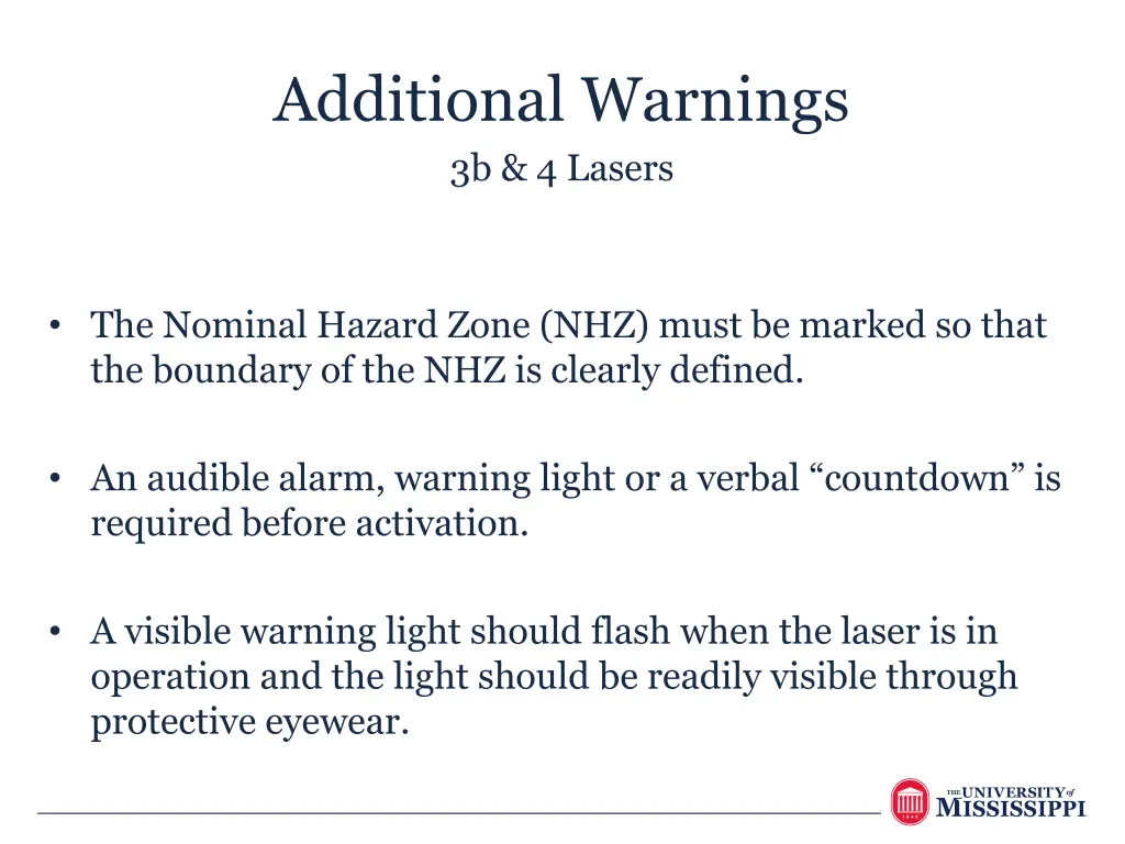 additional warnings 3b 4 lasers