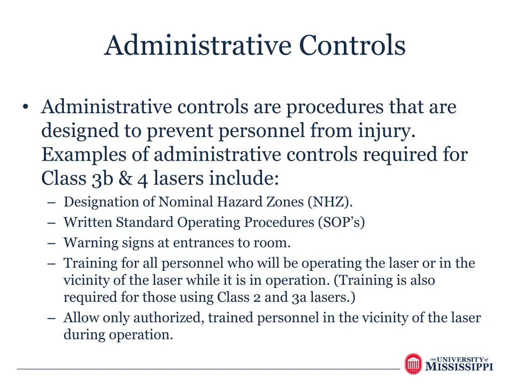 administrative controls