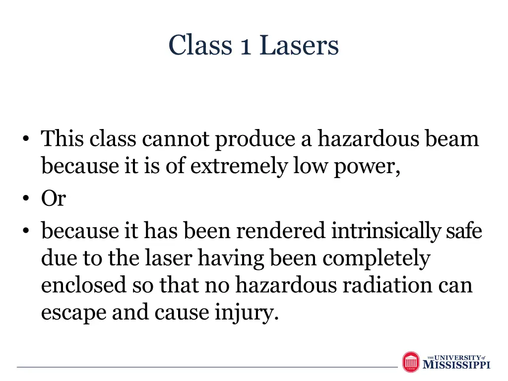 class 1 lasers