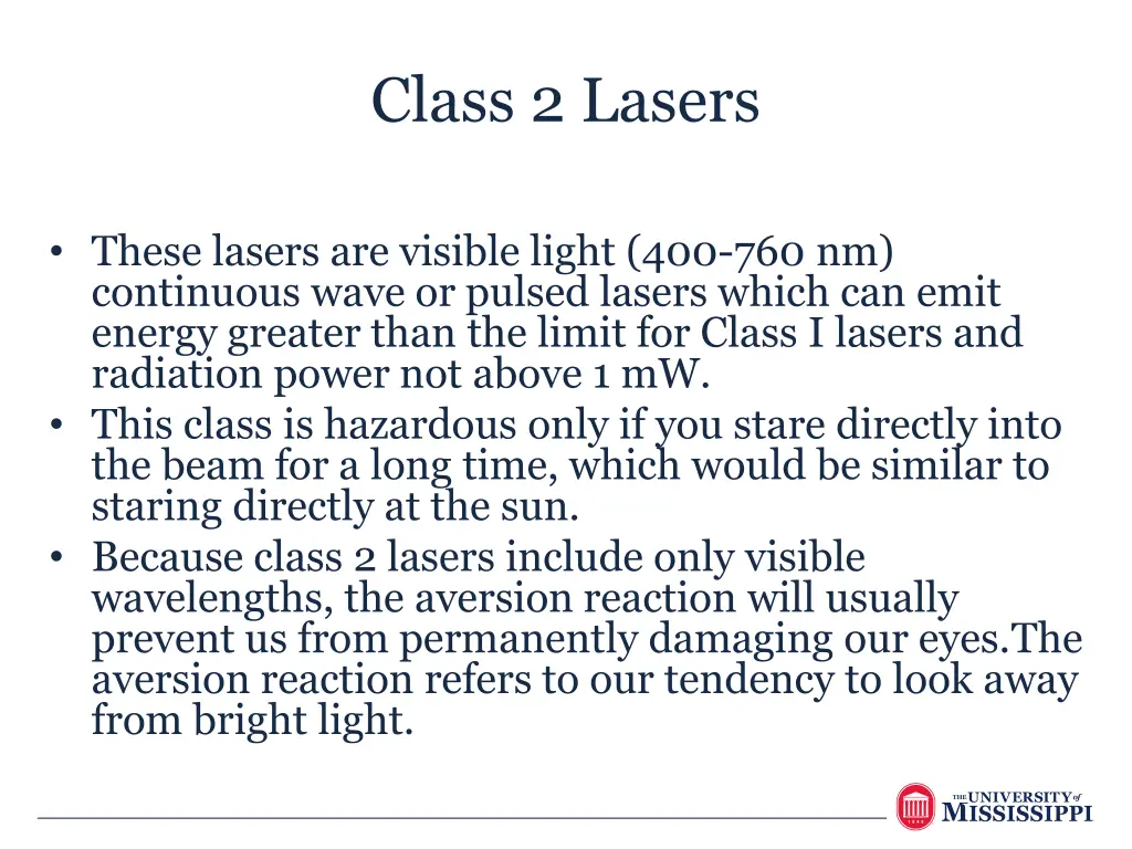 class 2 lasers