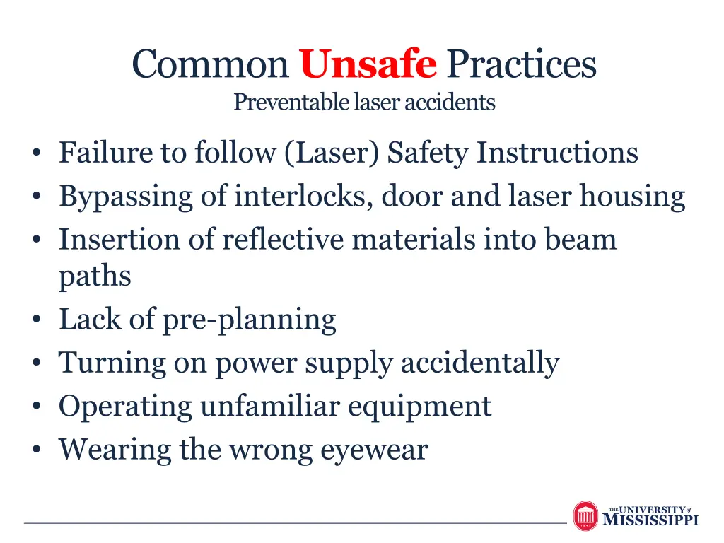 common unsafe practices preventable laser 1