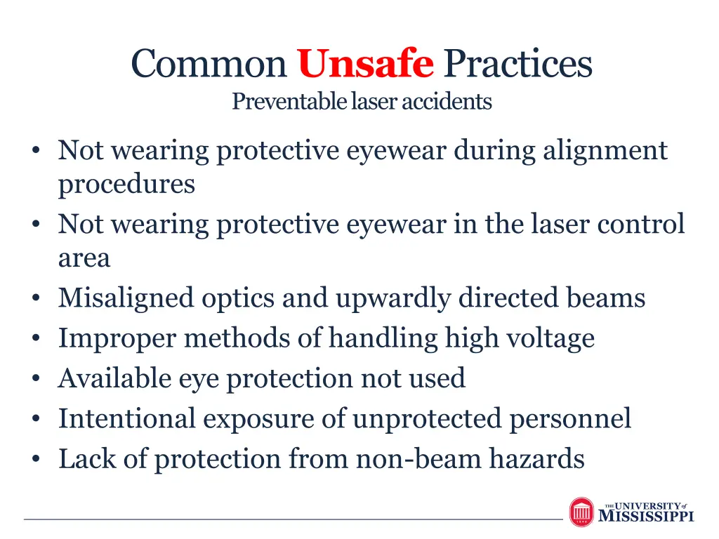 common unsafe practices preventable laser