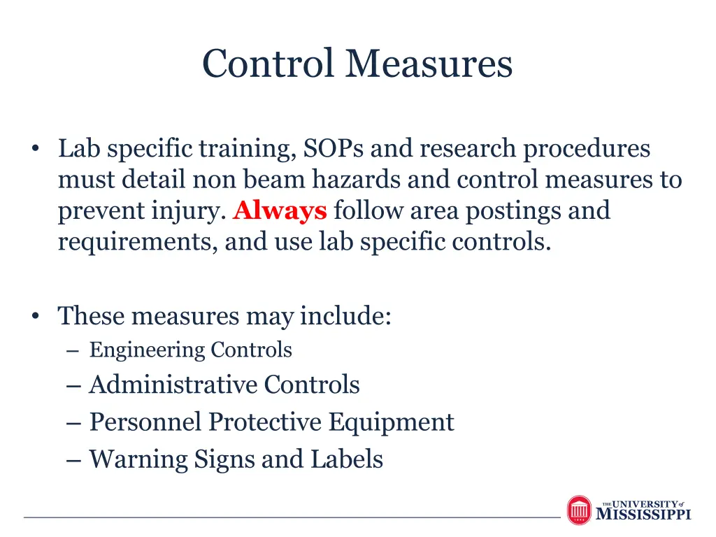 control measures