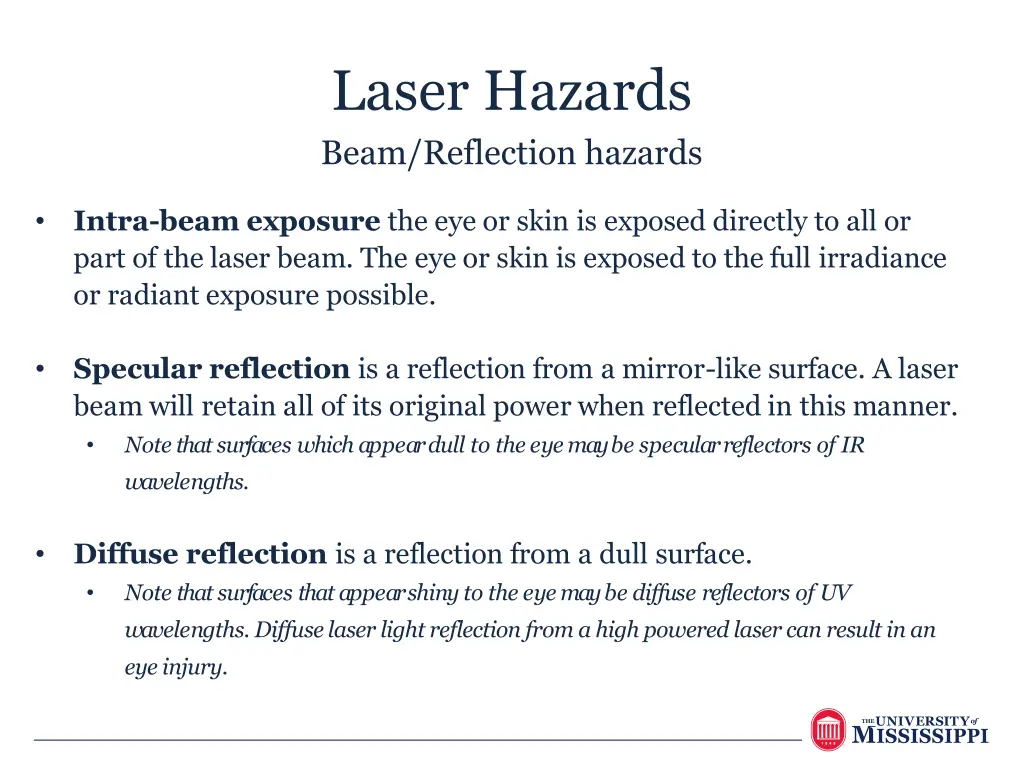 laser hazards beam reflection hazards