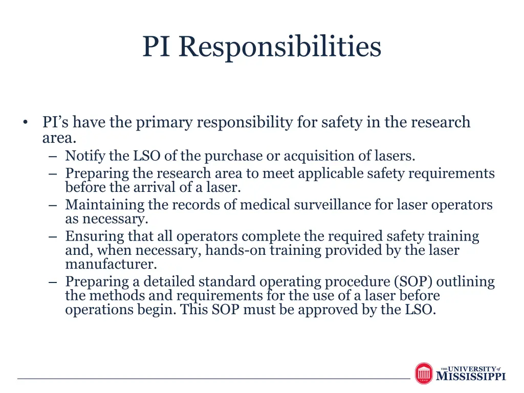 pi responsibilities