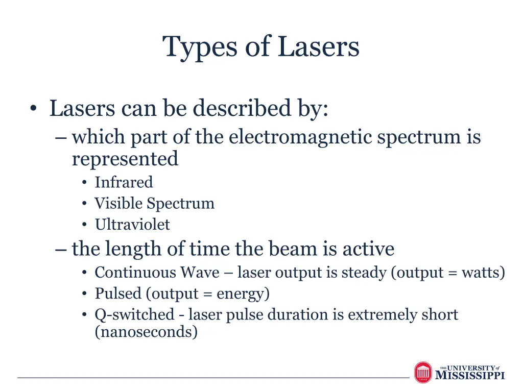 types of lasers