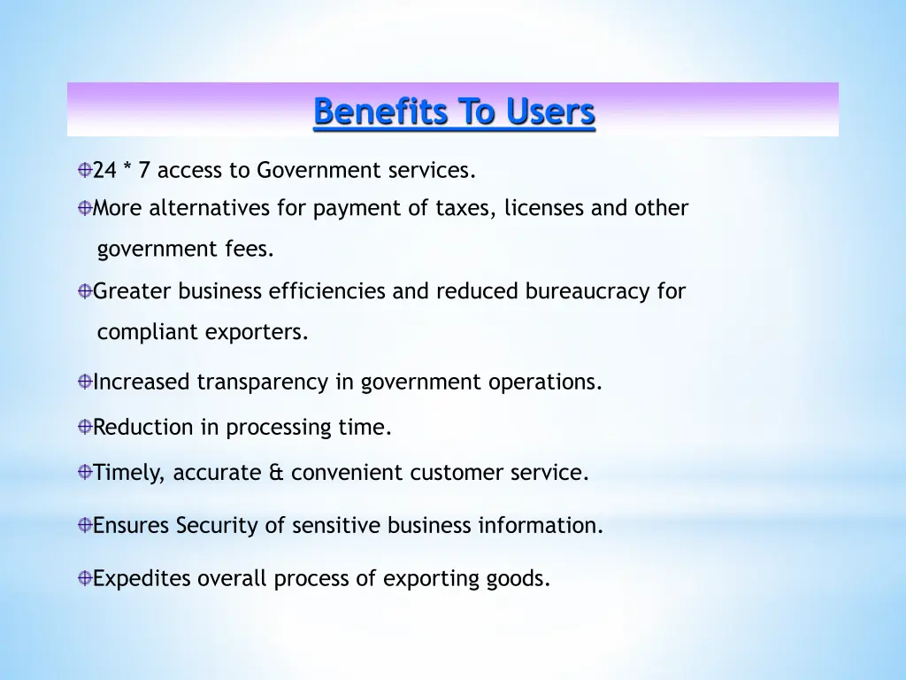 benefits to users