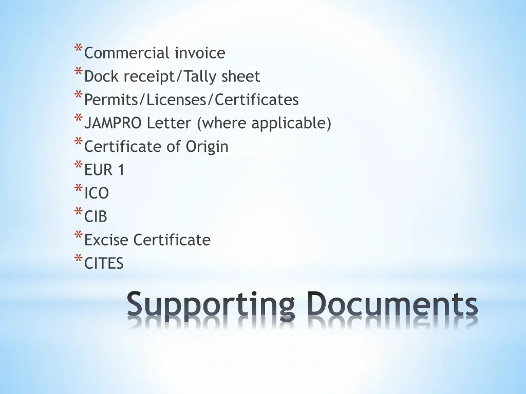 commercial invoice dock receipt tally sheet