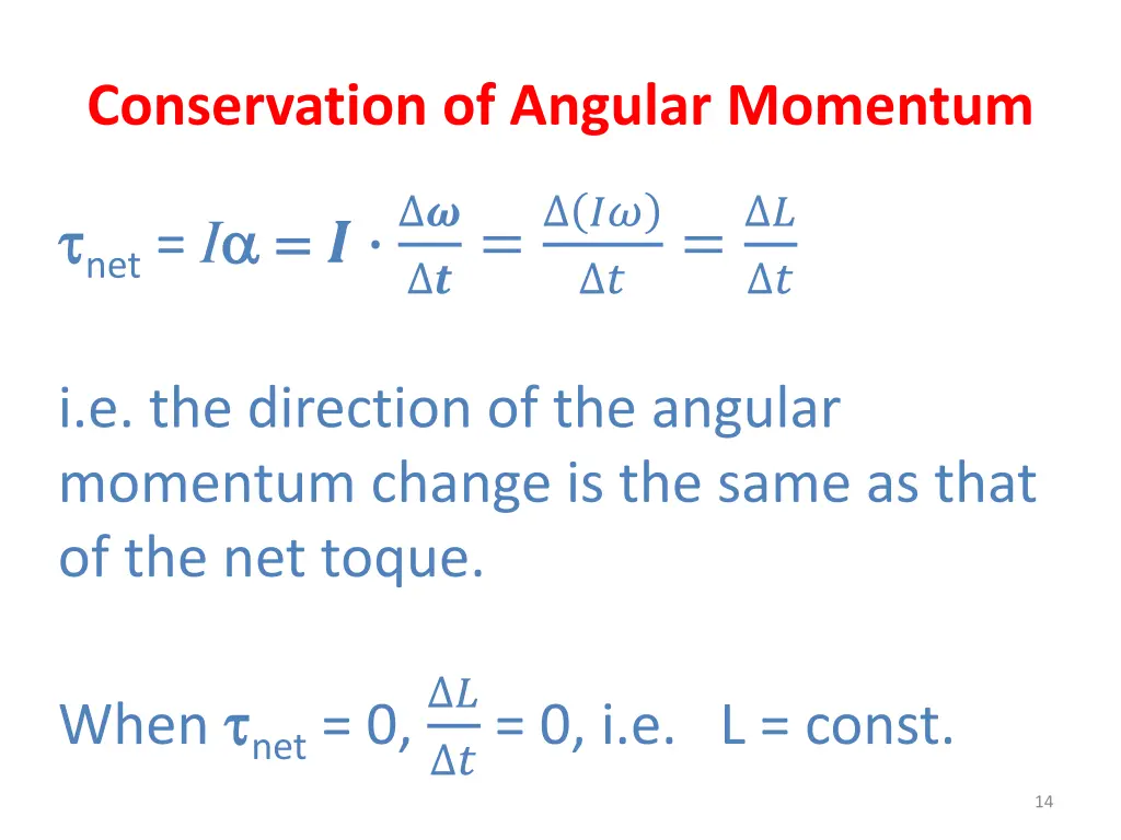 conservation of angular momentum