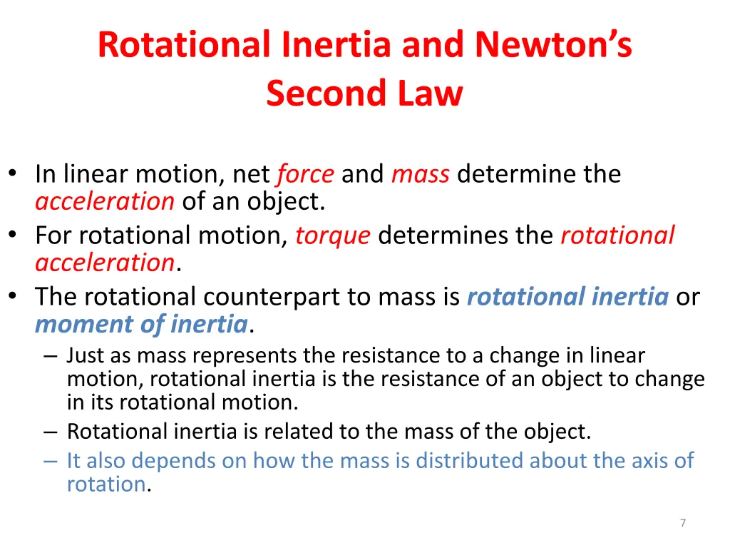 rotational inertia and newton s second law