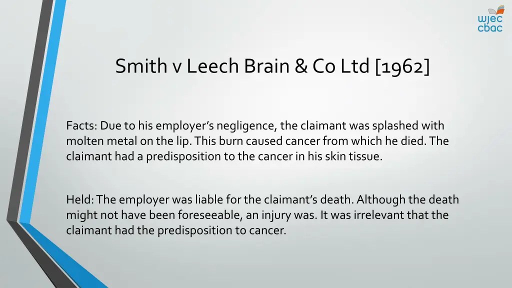 smith v leech brain co ltd 1962