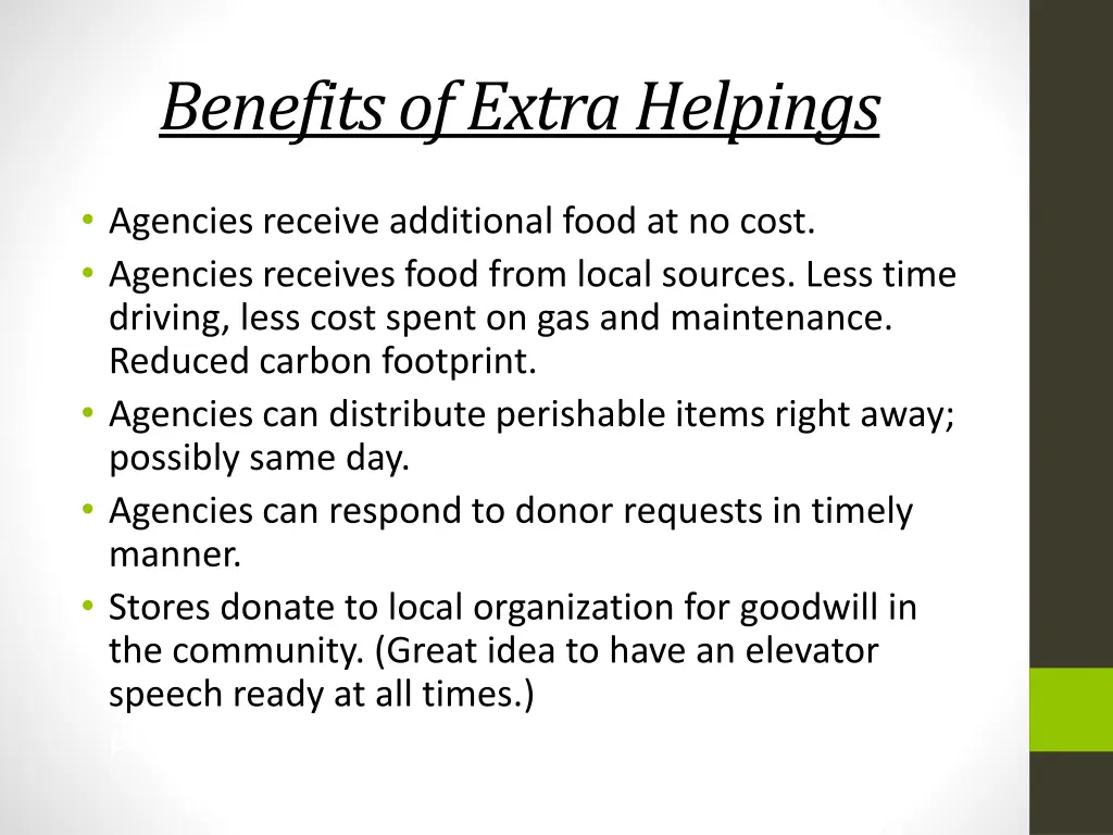 benefits of extra helpings