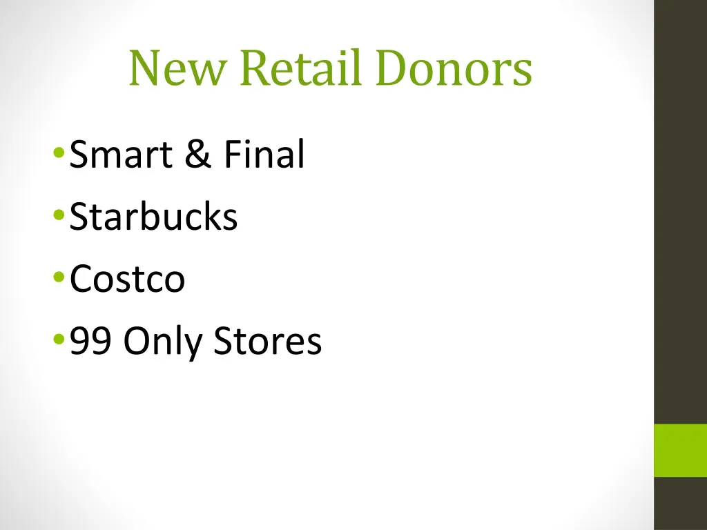 new retail donors