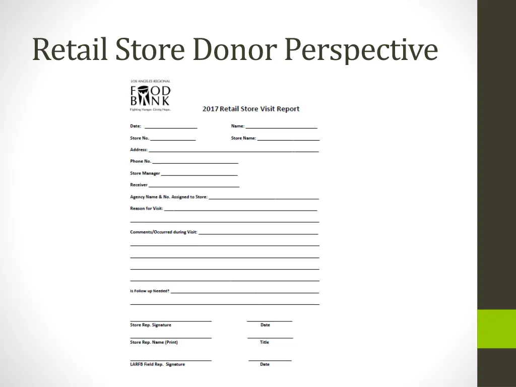 retail store donor perspective