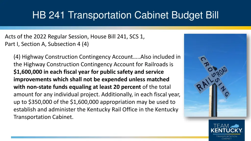 hb 241 transportation cabinet budget bill 1