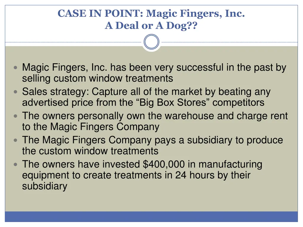 case in point magic fingers inc a deal or a dog