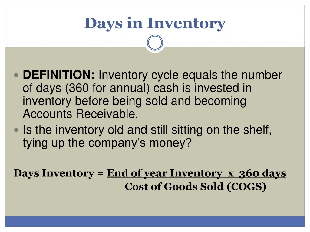 days in inventory