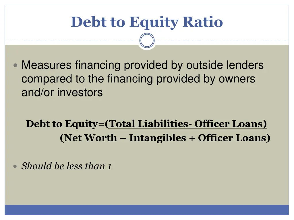 debt to equity ratio