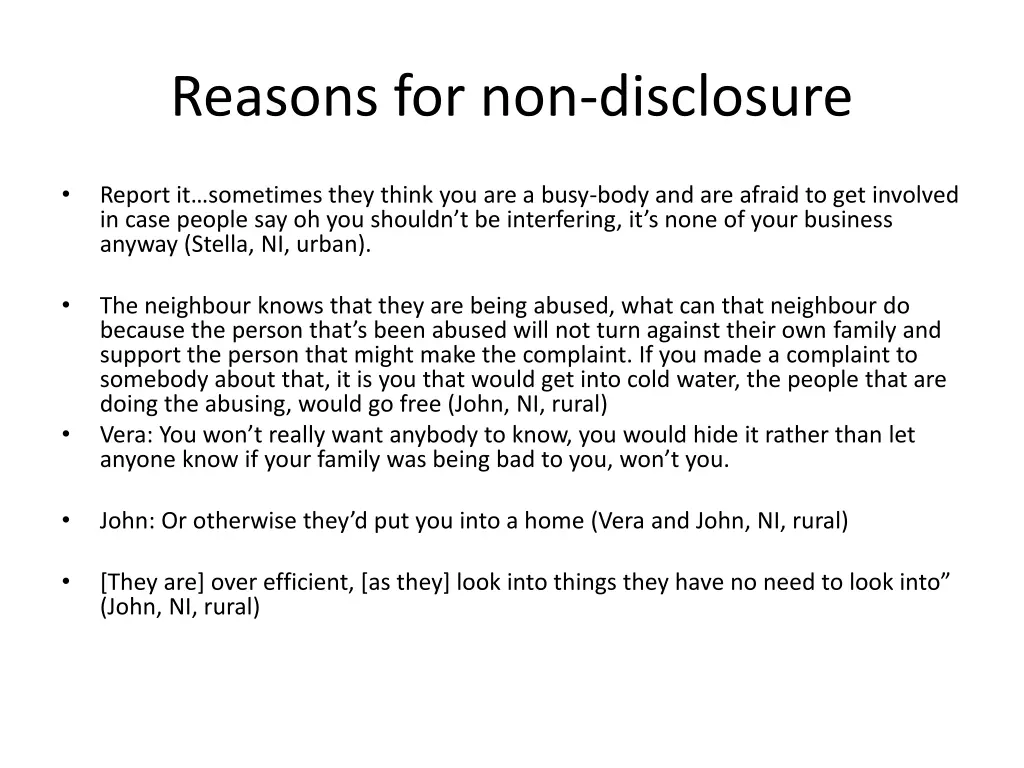 reasons for non disclosure