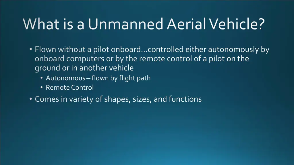 what is a unmanned aerial vehicle