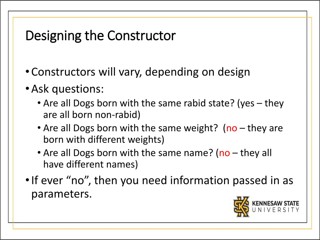 designing the constructor designing