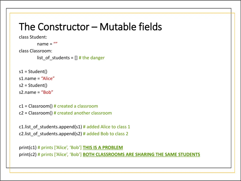 the constructor the constructor mutable fields 4