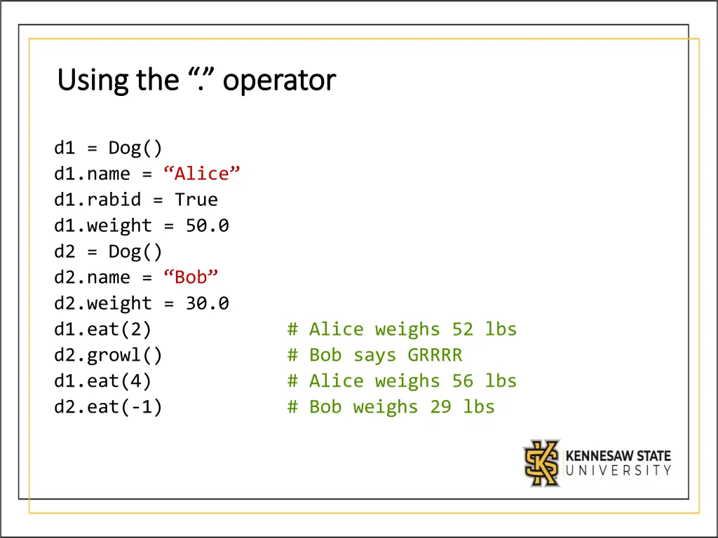 using the operator using the operator