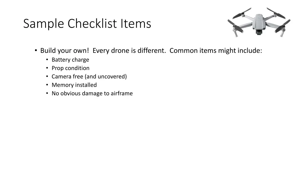 sample checklist items