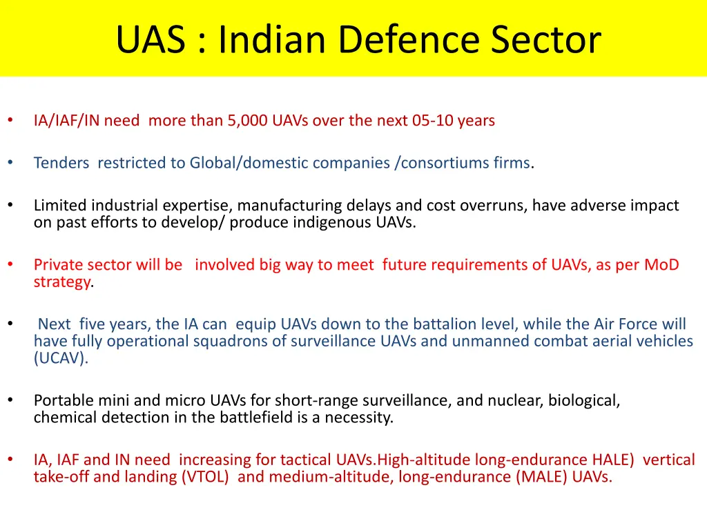 uas indian defence sector