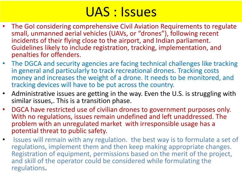 uas issues